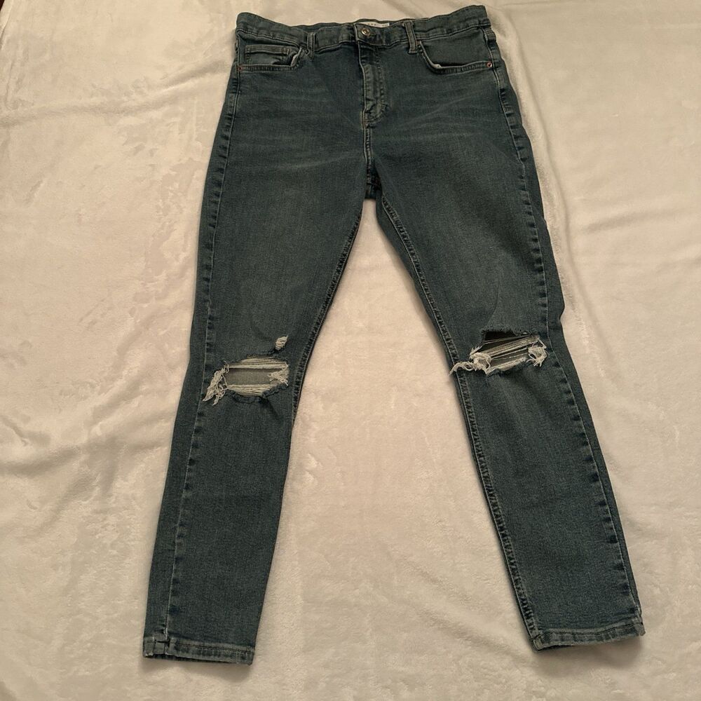 TOPSHOP Distressed JAMIE Jeans TAG SIZE 34/30 High Rise Skinny
